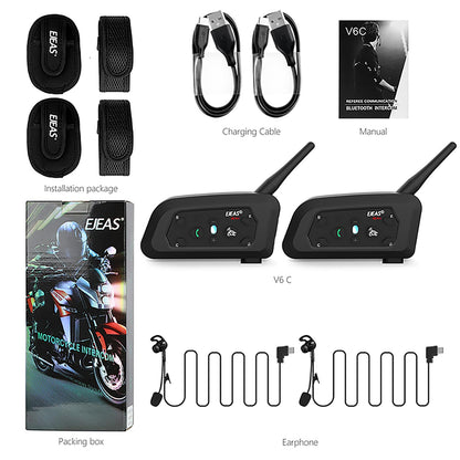 EJEAS V6C Referee Bluetooth Intercom, 2-Way 1200M Professional Referee Headset Communication System with Armband and Right Earpiece for Football and Handball Sports (2PCS)