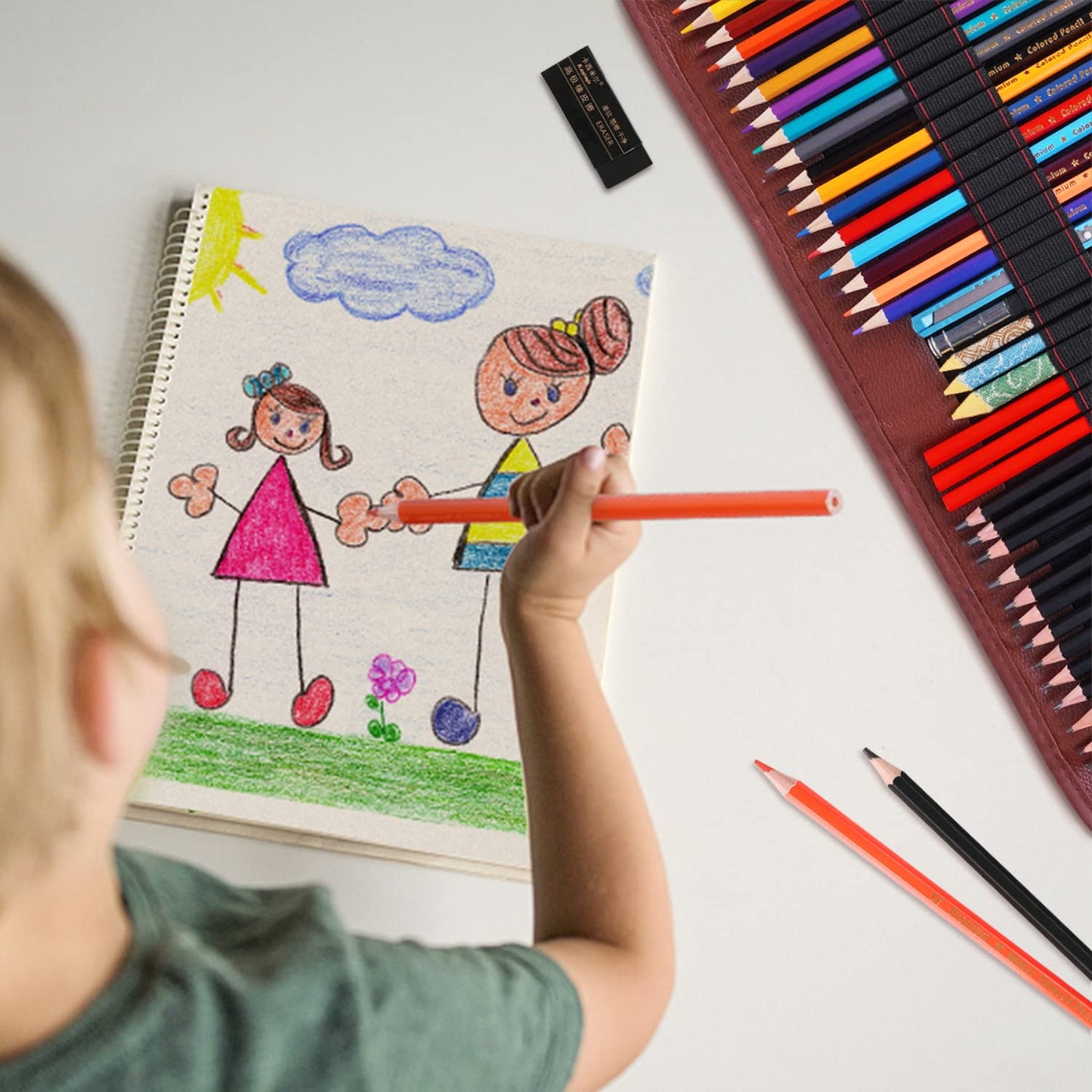 Sketching Drawing Art Pencil Kit-50 Piece Set with 24 Color Pencils for Adult Kid Coloring Books, 14 Graphite 3 Charcoal Erasers Etc., Artist Supplies Ideal for Adult, Kid,Student, Beginner
