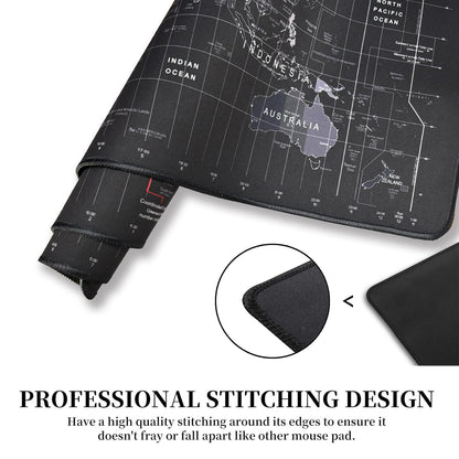 HGWALP Large Gaming Mouse Pad Black World Map Mouse Pad with Anti-Slip Rubber Base, Extended XXL Long Keyboard Pad Big Mouse Pads for Desk,31.5 X 11.8 Inch