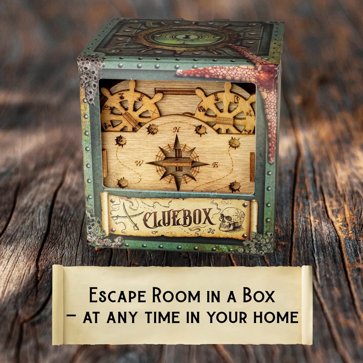 iDventure Cluebox - Davy Jones Locker - Escape Room Puzzle Box - 3D Wooden Puzzle for Adults - Brain Teaser - Birthday Gift for Men - Money Box