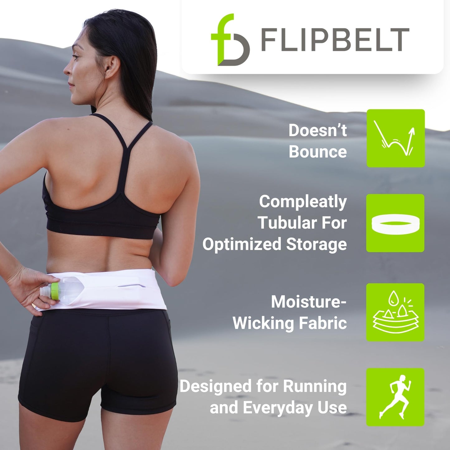 FlipBelt Classic Running Belt, Running Fanny Pack for Women and Men, Non Chafing Waist Band Pack for Phone, Moisture Wicking Storage Belt, USA Company