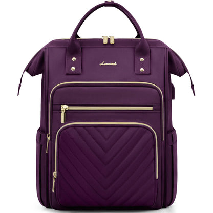 LOVEVOOK Laptop Backpack Womens, 15.6 inch Laptop Rucksack Bag for Women, Large Ladies Backpacks Waterproof School Bags with USB Port, Fashion Daypacks for Uni College Work Travel, Purple