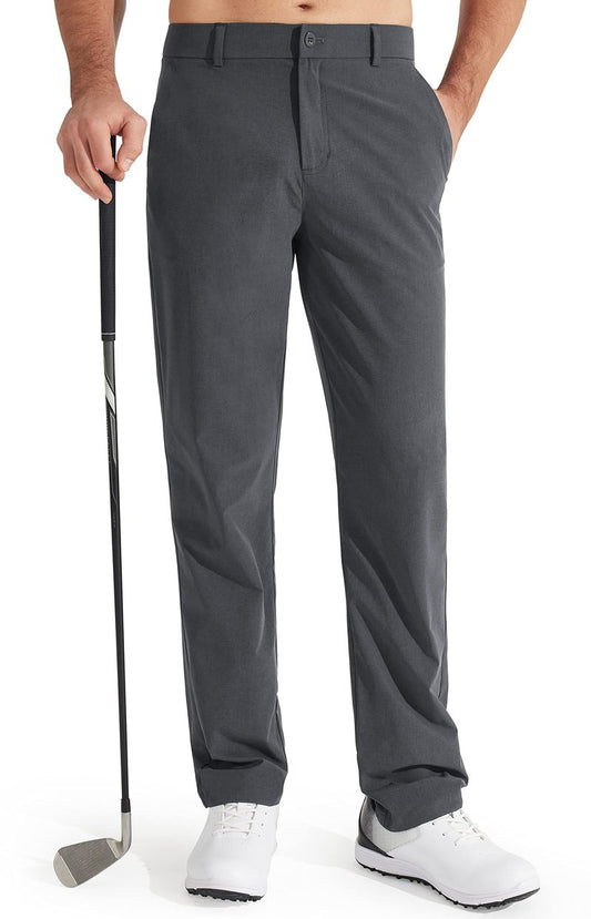 Libin Mens Golf Pants Classic Fit Stretch Work Dress Pants 32" Quick Dry Lightweight Business Casual Trousers Comfort Water Resistant, Iron Grey, 33W x 32L