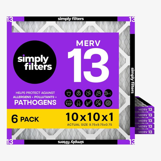 Simply 20x20x4 Air Filter, MERV 13, 6 Pack, Furnace Air Filter for HVAC (Actual Size:19.5"x19.5"x3.63") DUST, Pet, & Allergy Control