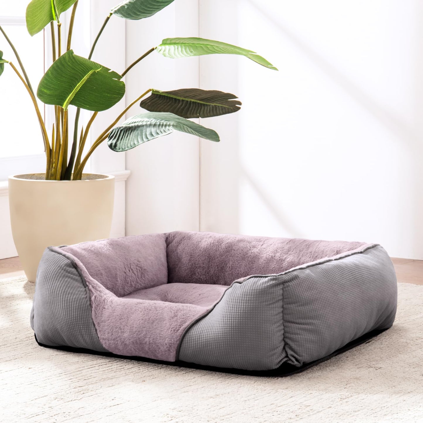 JOEJOY XL Dog Bed Washable Waterproof No Dust No Odor Fluff 89x64x23cm, Extra Large Grey, Dog Beds Extra Large for Labrador/Golden Retriever