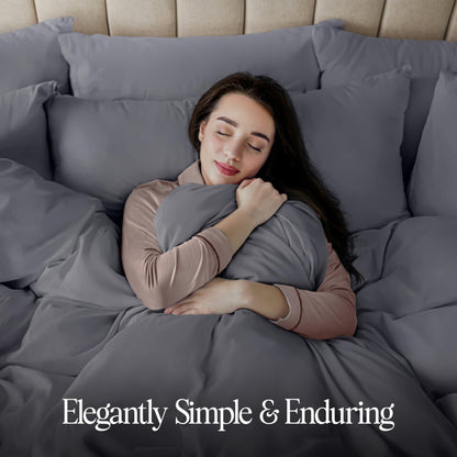 Utopia Bedding Duvet Cover Double - Soft Microfibre Polyester - Bedding Quilt Cover Set, with Pillow cases (Grey)
