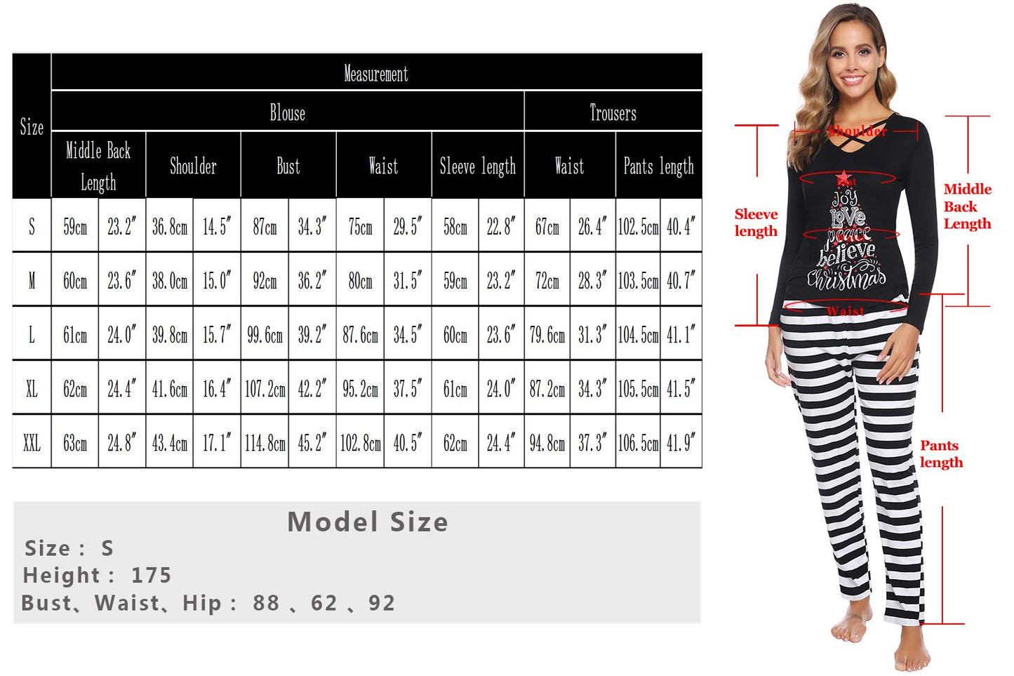 iClosam Matching Family Pajamas Set Striped Christmas Pajamas Sleepwear Dad Mom PJs Black