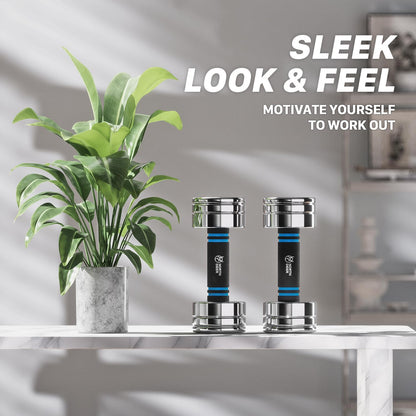 Adjustable Dumbbell Set 10lb Pair (5lb/7lb/8lb/10lb) Set of 2 Steel Dumbbells Chrome Weights with Foam Handles Home Gym Workout (Standard-Finish 10lb×2)