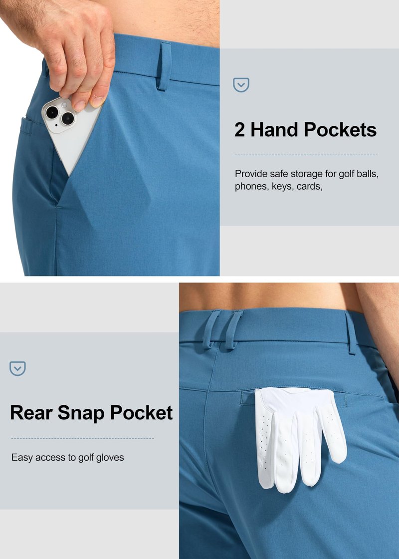 Pudolla Men's Golf Pants Stretch Work Dress Pants Men's Dress Pants 32 Lightweight Quick Dry Trousers with Pockets(Stone Slab Blue 35Wx32L)