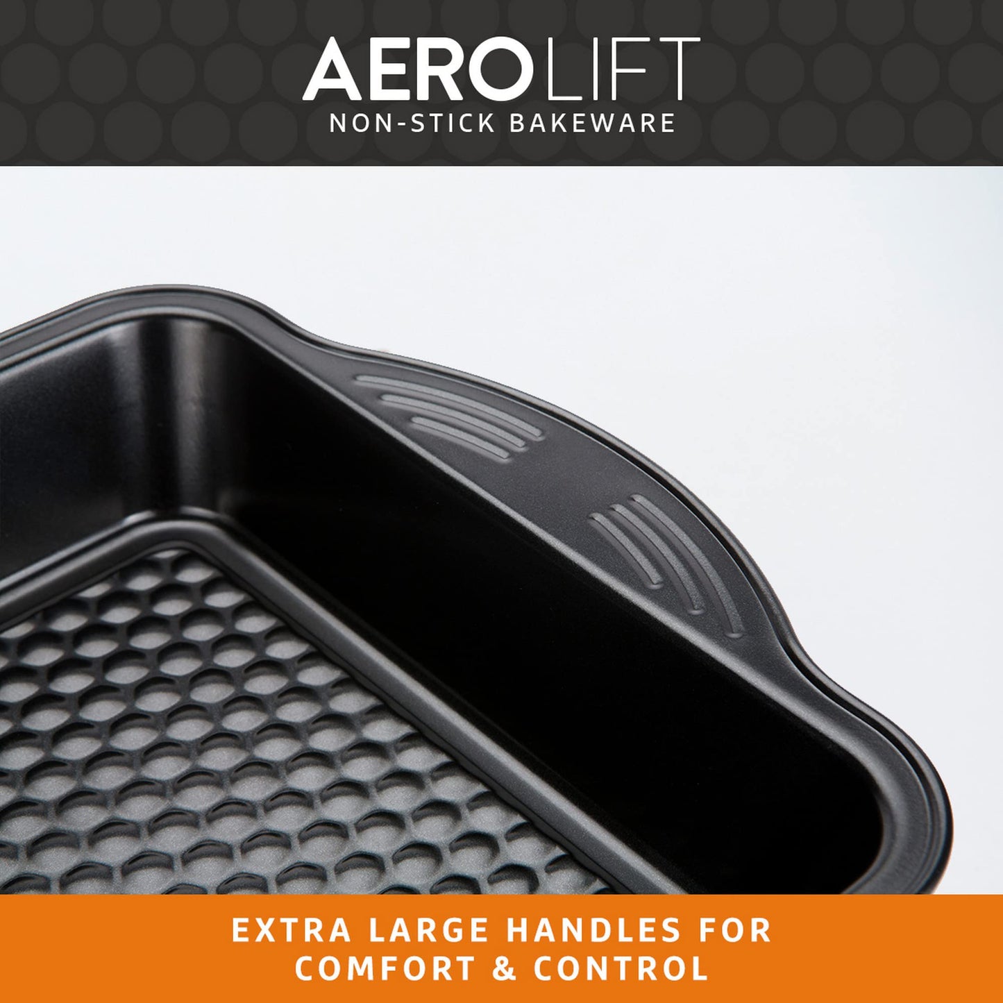 PRESTIGE Aerolift Baking Trays for Oven Non Stick Set of 3 - Dishwasher Safe Oven Trays Set with Extra Large Handles, Durable Carbon Steel Roasting Tins with 5 Year Guarantee, Black, 3 Piece Set