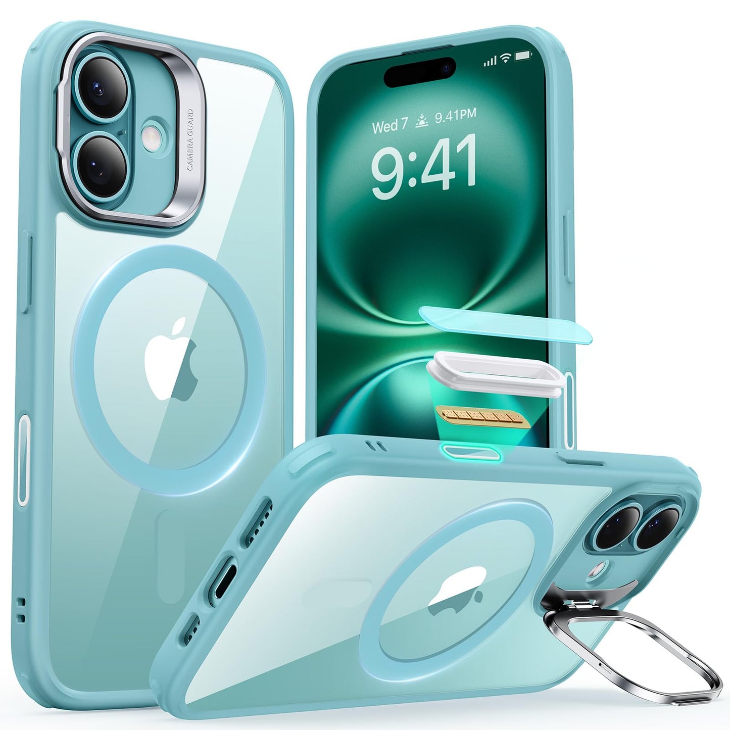 ESR Silicone Case for iPhone 17, Built-in Camera Stash Stand Compatible with MagSafe, Military-Grade Drop Protection Magnetic Phone Case for iPhone 17, Cloud Series, Rosy Pink