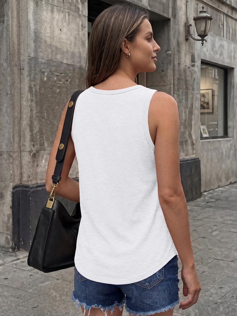 AUTOMET Womens Square Neck Tank Tops Loose Fit 2026 Summer Tops Clothes Fashion White S
