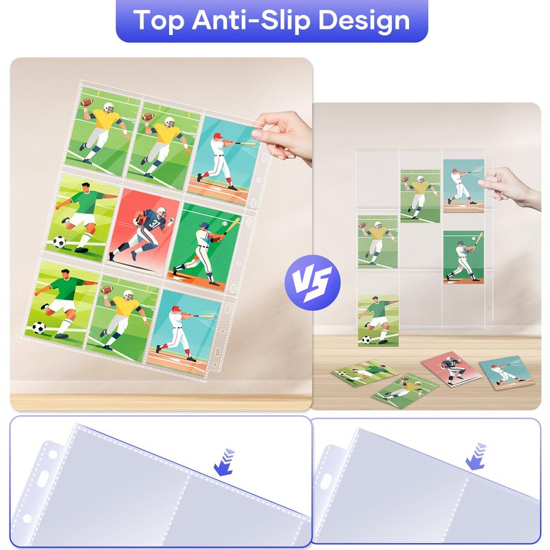 40 Pack 9 Pocket Page Protectors,720 Pockets Double Sided Card Holder Pages for a 3 Ring Binder, Card Protector Sheets Baseball Card Binder,Fit for MTG, TCG, Baseball Standard Cards