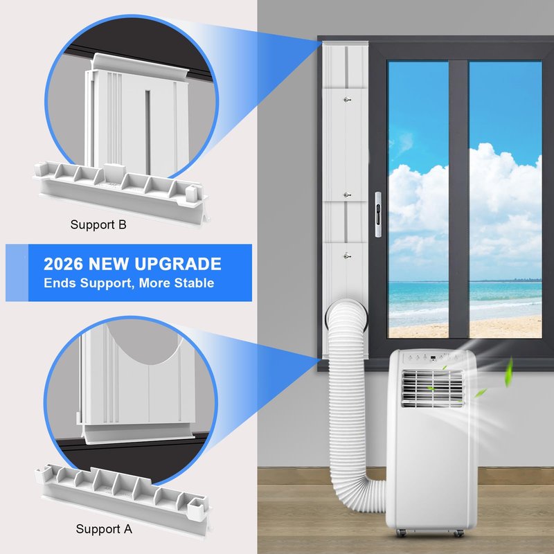 Portable Air Conditioner Sliding Door Vent Kit, Mobile AC Window Vent Kit for 5.0"/5.9” Exhaust Hose, Seamless AC Vent Seal Kit with 6 Upgraded Plates for A/C Unit Sliding Door/Window
