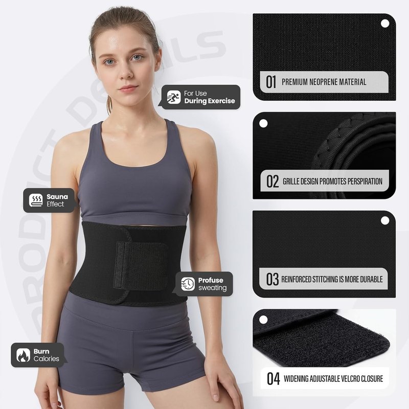 Waist Trainer for Women & Men | Sweat Band for Effective Stomach Weight Loss - Adjustable Trimmer Belt