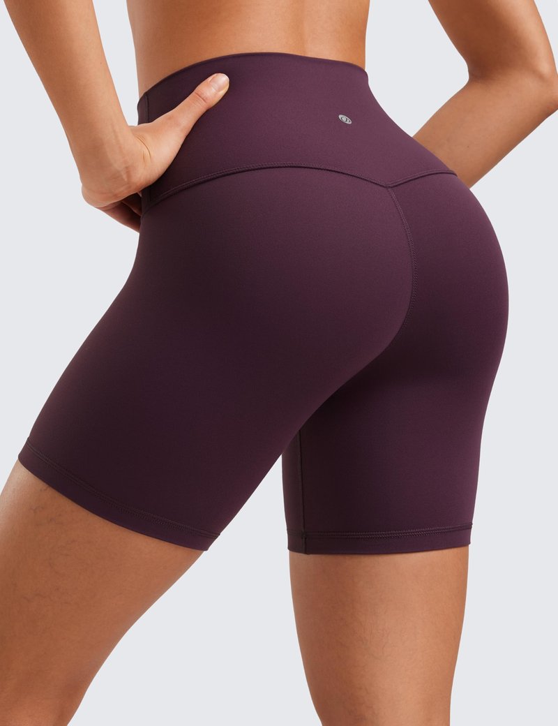 CRZ YOGA ButterLuxe Biker Shorts 6" - High Waisted Workout Running Volleyball Spandex Yoga Womens Deep Purple Small