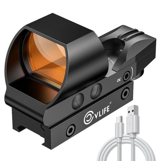 CVLIFE FoxSpook Rechargeable Reflex Sight，1X28x40mm Red Dot Sight，4 Adjustable Reticles Paintball Sight with Picatinny Mount, Red Dot Scope, Absolute Co-Witness