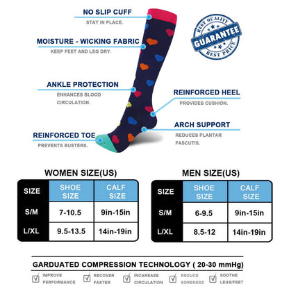 YYW Compression Socks for Men & Women 7 Pairs Best for Running Medical Sports Flight Travel Pregnancy 20-25mmHg (Compression Socks 1,S-M)