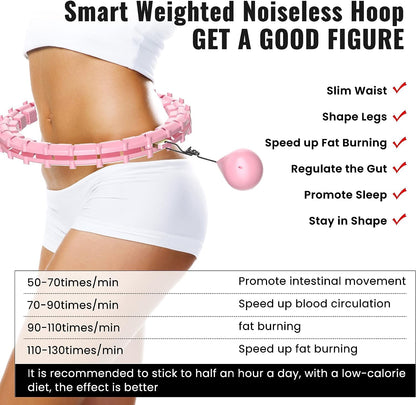 65inch 32 Knots Plus Size Quiet Weighted Hula Infinity Fitness Detachable Hoops, Smart Noiseless Infinity Hula for Women, 2 in 1 Waist and Abdominal Workout Equipment at Home