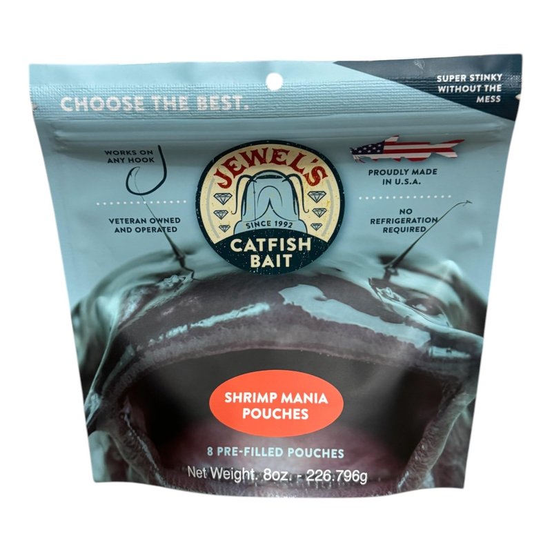 Generic Jewels Catfish Bait -Shrimp Mania Pouches/Shad Madness Pouches - 6 Pre-Filled Bait Pouches per Bag - Approx 2"" W x 2.5"" L for Catfish Bait (1, Shrimp Mania)