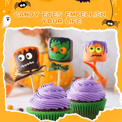 Edible Eyes, Colours Candy Small Eyes, Candy Eyeballs, Eyeball Sprinkles Cupcake Toppers, Baking, Ice Cream，Biscuits, Halloween Christmas Party Supplies 3 Oz.