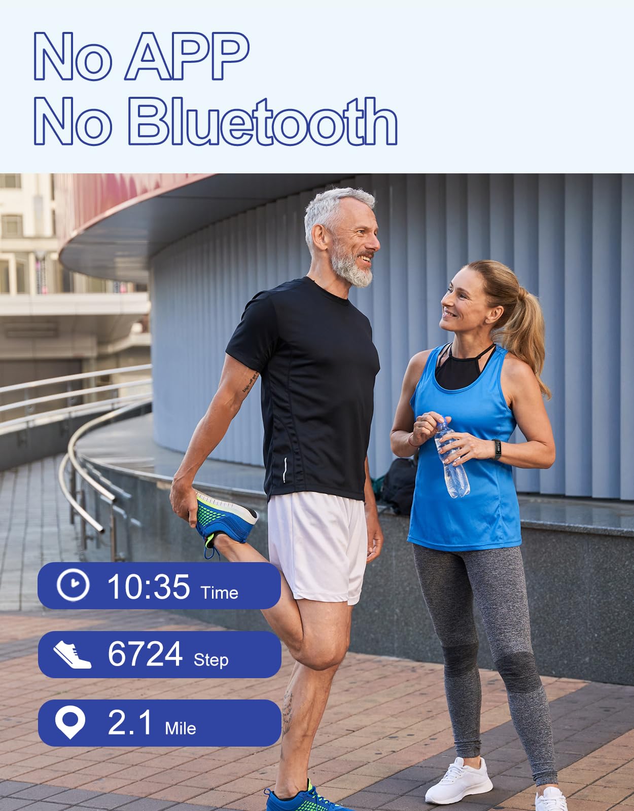 GRV Fitness Tracker Non Bluetooth Fitness Watch No App No Phone Required Waterproof Pedometer Watch with Steps Calories Counter Sleep Tracker for Men Women Parents (Black)