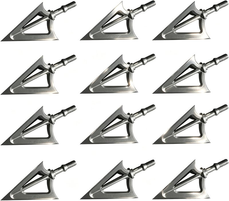 JIANZD 12pcs Hunting Archery Broadhead 125 Grain,420 Stainless Steel Fixed Blade Broadhead Arrow Tips Archery Arrowhead for Crossbow and Compound Bow