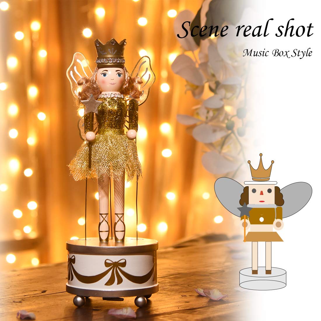 FUNPENY Classic Queen Ballet Dancer Nutcracker, Festive Collectible Nutcracker with Music Box, 12" Tall