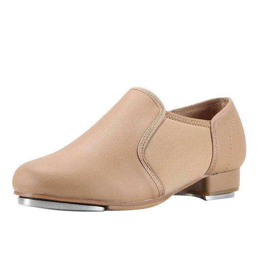 Linodes Upgraded Unisex PU Leather Slip On Tap Shoe Dance Shoes for Women and Men's Dance Shoes-Brown-5M
