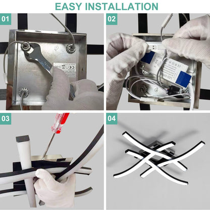 Goeco Modern LED Ceiling Light, 14 Inch 6500K Cool White Curved Design Black Aluminum Flush Mount Ceiling Light for Bedroom, Kitchen, Hallway, Dining Room, Laundry Room