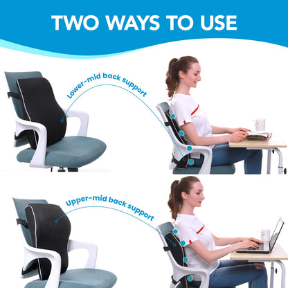 QUTOOL Lumbar Support Pillow for Office Chair,Office Home Essentials,Back Support Pillow for Car, Chair Cushions,Back Pain Relief Improve Posture,Mesh Cover Double Adjustable Straps