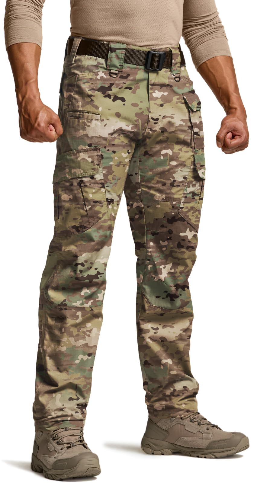 CQR Men's Tactical Pants, Water Resistant Ripstop Cargo Pants, Lightweight EDC Work Hiking Pants, Outdoor Apparel, Duratex Mag Pocket Utility Camo, 30W x 30L