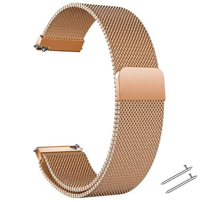 Quick Release Watch Strap - 20mm/22mm Lug Width Stainless Steel Metal Strap Milanese Mesh Wristband Magnetic Lock Replacement Band Smart Watch Wristbands for Men Women (22mm, Rose Gold)