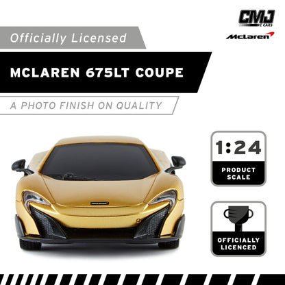 CMJ RC Cars™ McLaren 675LT Officially Licensed Remote Control Car 1:24 Scale Working Lights 2.4Ghz Gold