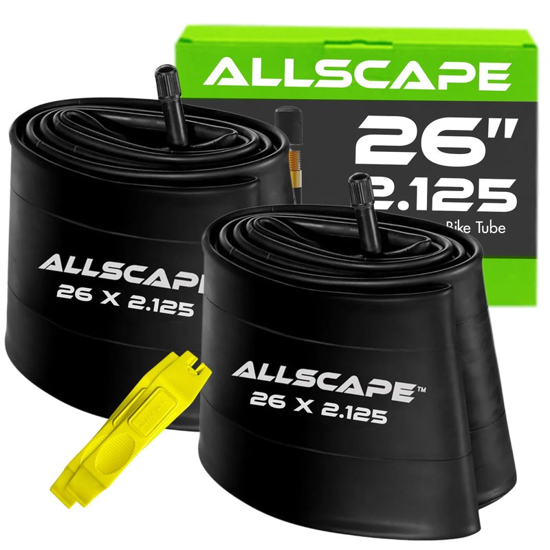 HEB 26" Bike Inner Tubes 26 x 1.75, 1.95, 2.10, 2.125 – Butyl Rubber Bicycle Tubes with Schrader Valve – Compatible with Cruiser, Mountain, City & Kids Bikes – Set of 2
