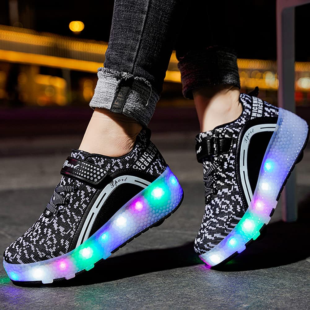 Nsasy Roller Shoes Girls Boys Wheels Sneakers Led Light up Sport Shoes Roller Skates Best Gift