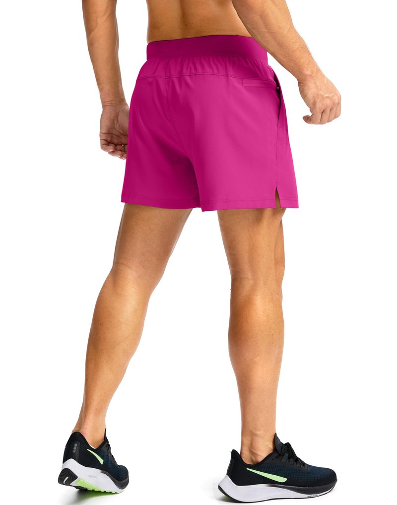 Soothfeel Men's Running Shorts with Zipper Pockets 9"/ 7"/ 5" Lightweight Quick Dry Basketball Gym Workout Athletic Shorts for Men (Hot Pink, S)
