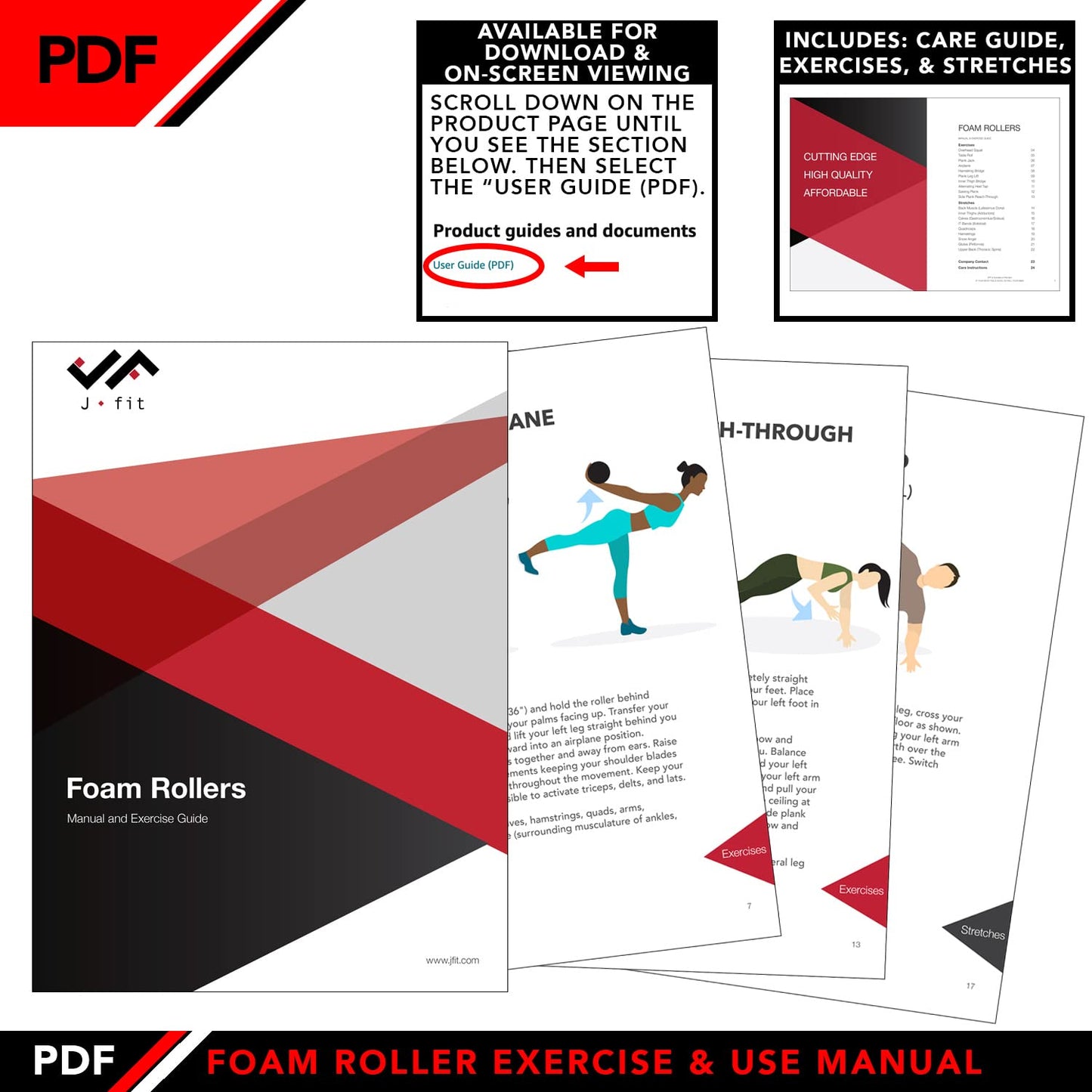 JFIT High Density Foam Roller, Solid Blue, 18-Inch