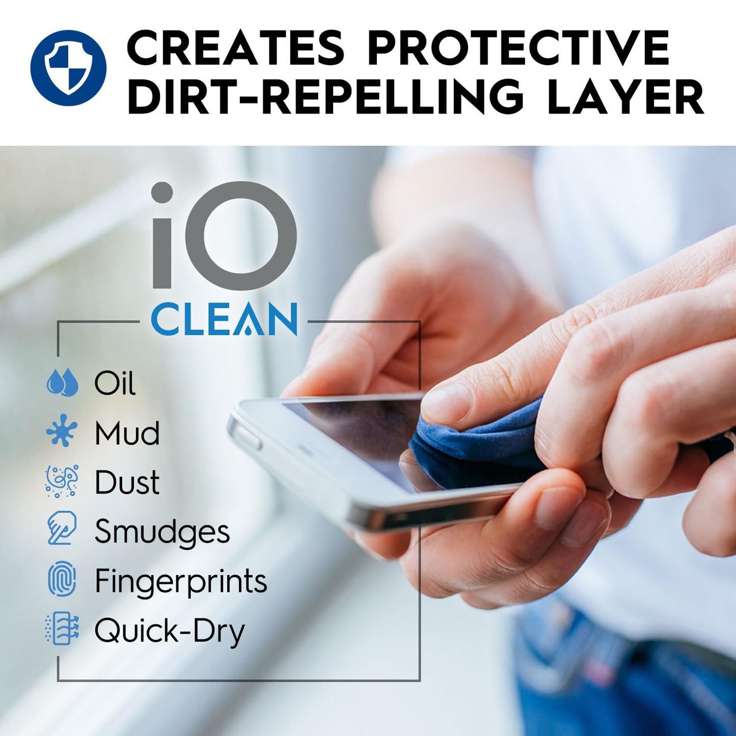 iO Clean Screen Cleaner Spray (16oz - 473ml) Best Large Cleaning Kit for LCD LED OLED TV, Smartphone, iPad, Laptop, Touchscreen, Computer Monitor, Other Electronic Devices, Microfiber Cloth Wipes