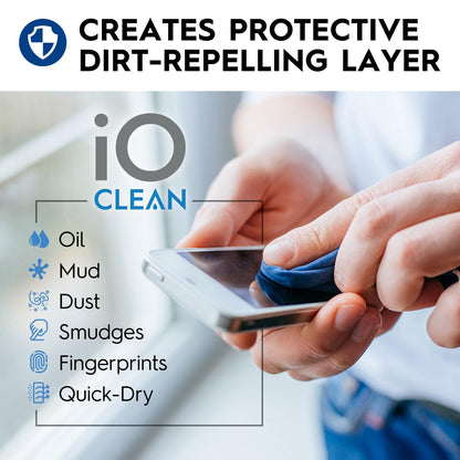 iO Clean Screen Cleaner Spray (16oz - 473ml) Best Large Cleaning Kit for LCD LED OLED TV, Smartphone, iPad, Laptop, Touchscreen, Computer Monitor, Other Electronic Devices, Microfiber Cloth Wipes