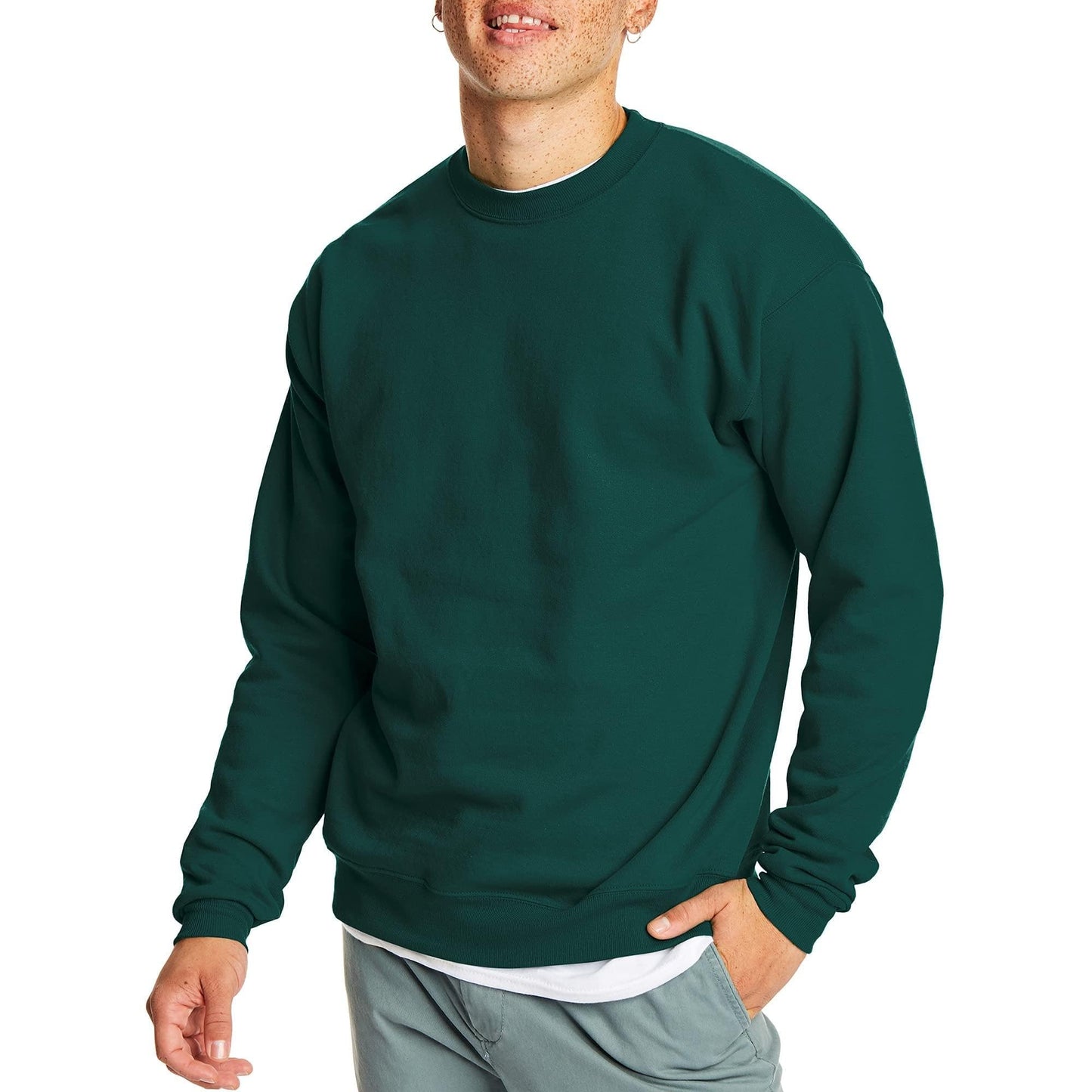 Hanes mens Ecosmart Sweatshirt, Deep Forest - 1 Pack, Large US,