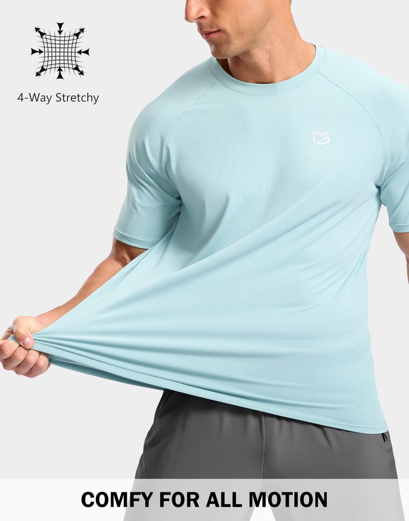 G Gradual Men's Athletic Workout T-Shirts Moisture Wicking Cooling Running Shirts Short Sleeve Performance Tee for Gym Tennis(Light Blue,4XL)