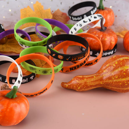NEBURORA 24 Pcs Halloween Rubber Bracelets Silicone Wristbands Halloween Party Favors Trick or Treat Gifts Goodie Bag Stuffers
