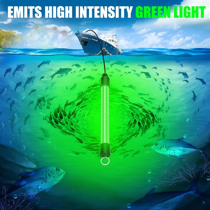 Underwater Fishing Light Compatible for Milwaukee 18V Battery，LED Green Light for 30W IP68 3000 Lumens Fish Attracting, Night Fishing for Docks Boats or Kayaks(no Battery)