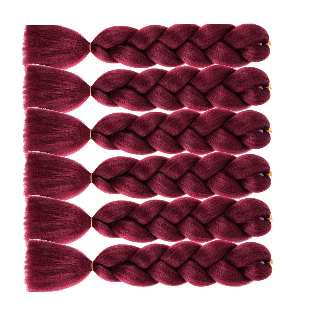 burgundy braiding hair 6pc kanekalon hair braiding Hair Extension 24 Inch ombre jumbo Braids For Braiding Crochet Twist Braiding hair burgundy