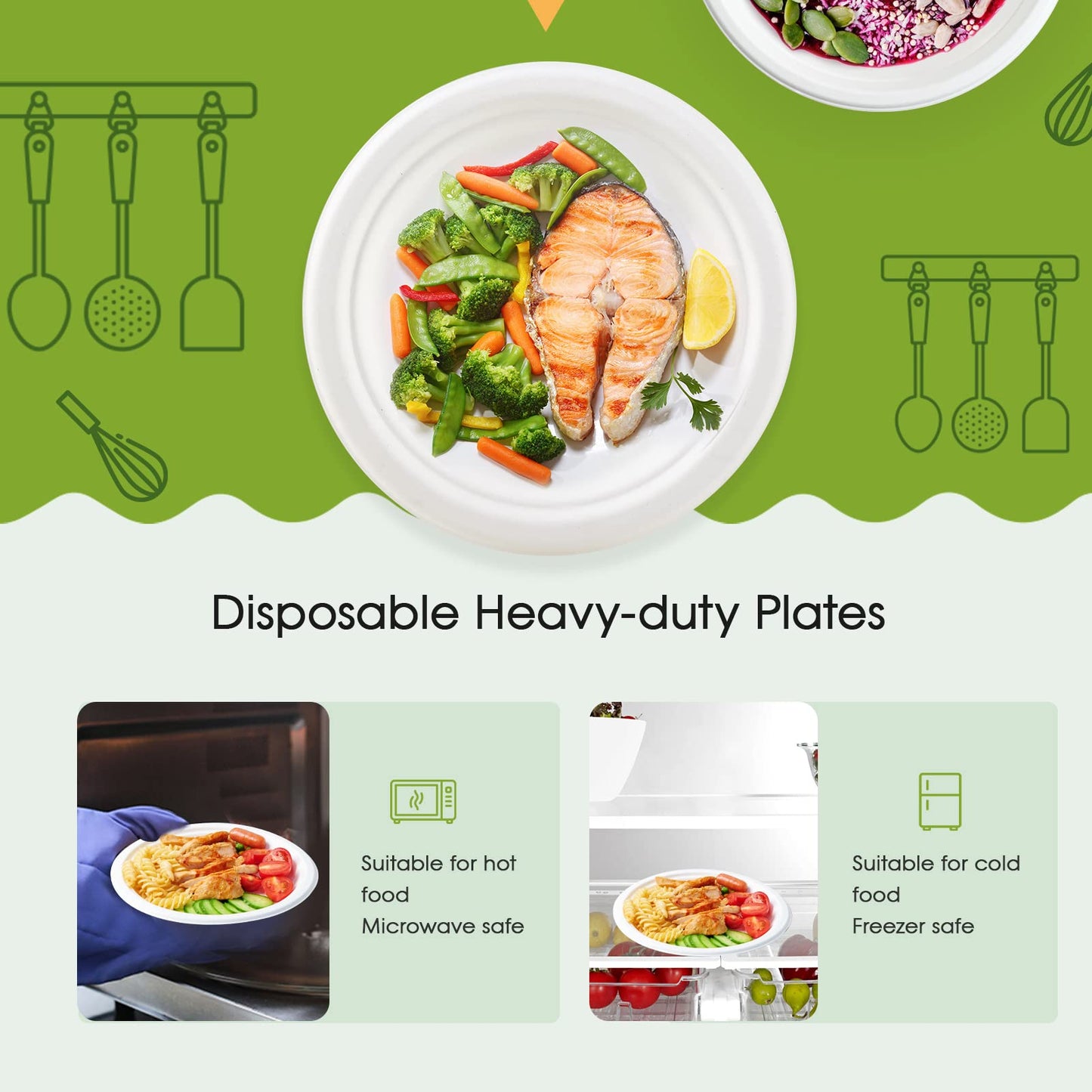 ECOLipak 6.85 Inch Compostable Dessert Paper Plates, 150 Pack Disposable Biodegradable Heavy Duty Eco-friendly Sugarcane Bagasse Halloween Plates for Party