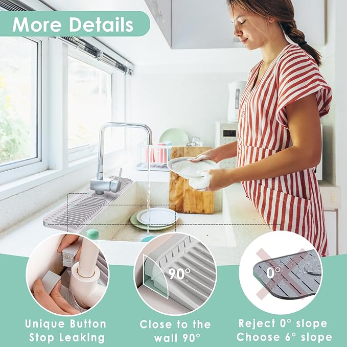 24 Inch Silicone Faucet Mat for Kitchen Sink Splash Guard