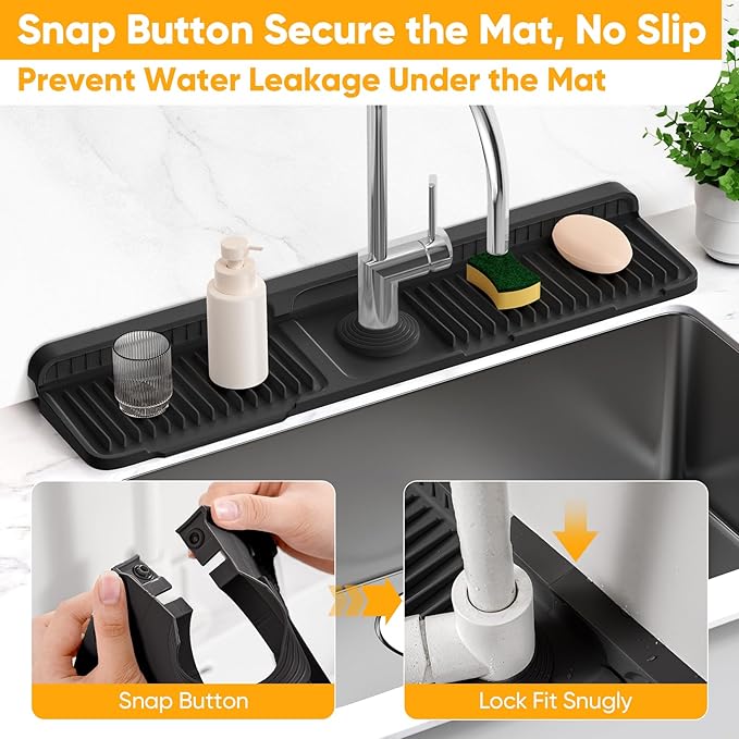 24'' Longer Faucet Mat for Kitchen Sink Splash GuardKitchen Sink Faucet Mat