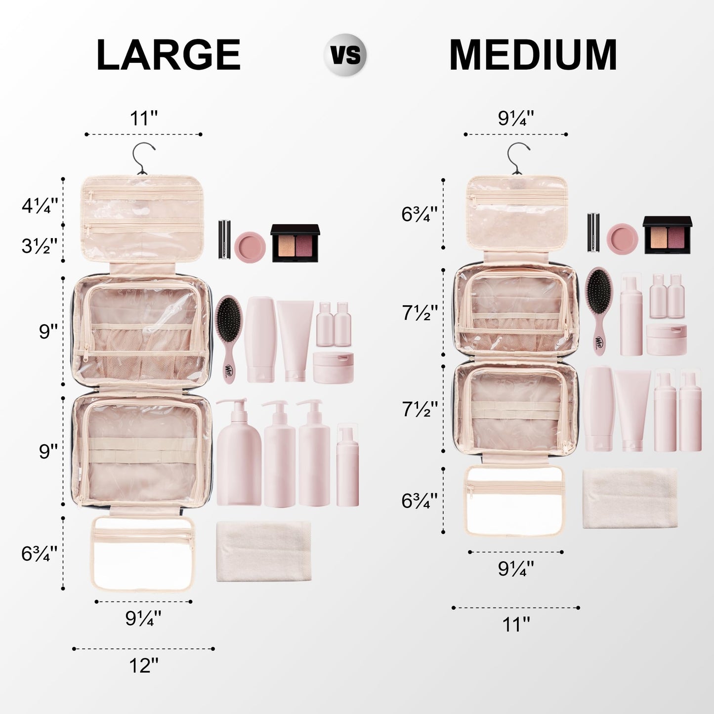 Everfun Hanging Travel Toiletry Bag for Women Traveling With Leakproof Compartment Makeup Cosmetic Organizer Dopp Kit Travel Accessories Essentials Must Have