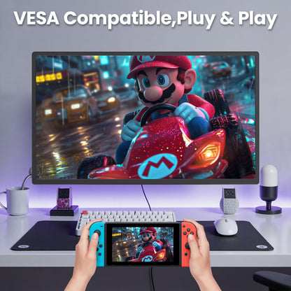23.8'' Portable Monitor,FHD 1080P 100Hz IPS Laptop Screen Extender,USB-C HDMI Large Office Gaming Second Monitor Extender with Detachable Stand for Mac Windows PS5 Xbox Switch(Built-in Speakers)